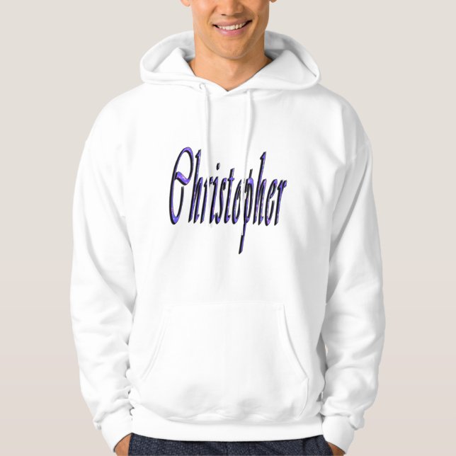 Veste À Capuche Logo du nom Christopher bleu, (Devant)