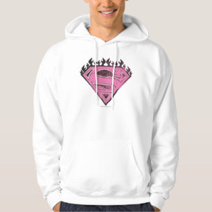 Veste À Capuche Logo Supergirl rose avec flammes