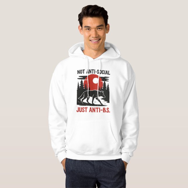 Veste À Capuche Lone Wolf Code – Not Anti-Social, Just Anti-B.S. (Devant entier)