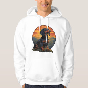 Veste À Capuche Long Haired Dachshund amoureux de animal retro vin