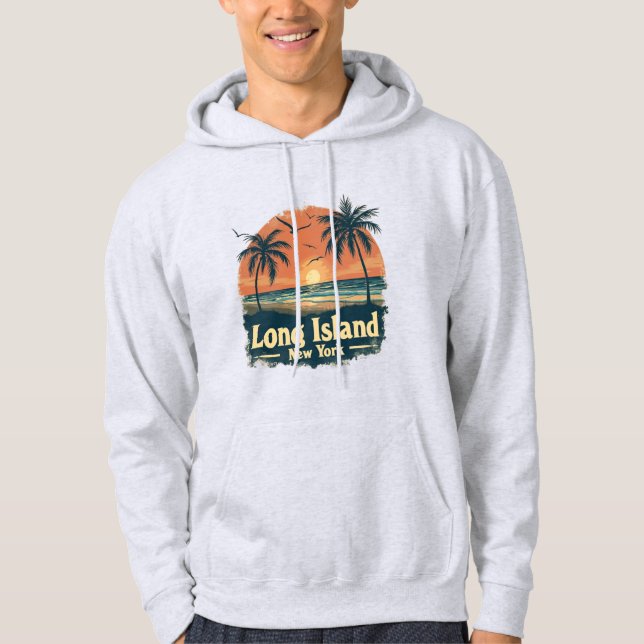 Veste À Capuche Long Island New York Retro Beach Vibes (Devant)