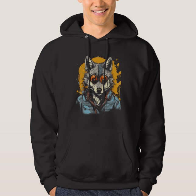 Veste À Capuche Loup cool motif graphique de peinture éclaboussée  (Devant)