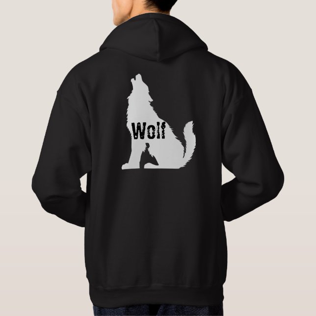 Veste À Capuche Loup design cool pour lui noir et blanc (Dos)