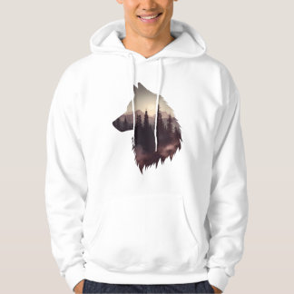 Veste À Capuche Loup en double exposition – Silhouette de nature