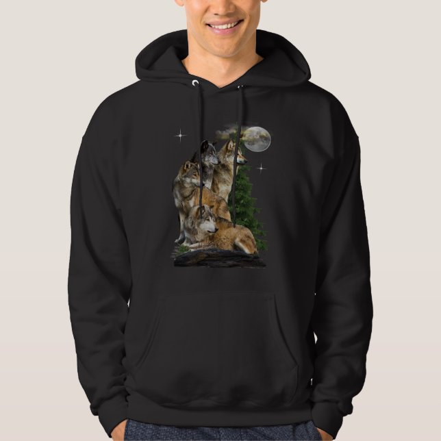 Veste À Capuche Loup et lune (Devant)