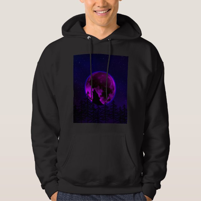 VESTE À CAPUCHE LOUP HURLANT LUNE MAGENTA   (Devant)