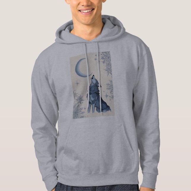Veste À Capuche loup hurlant sur la lune (Devant)