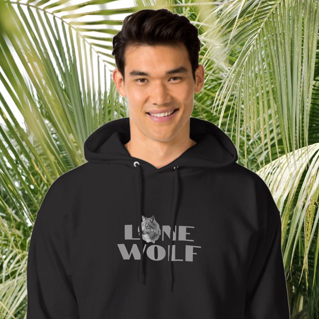 Veste À Capuche "Loup solitaire" ou votre message, gros texte gris (Créateur téléchargé)