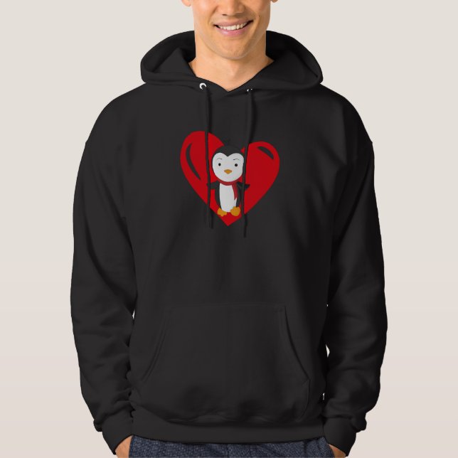 Veste À Capuche Love Heart Graphic Valentine's Day Penguin Boys Ki (Devant)