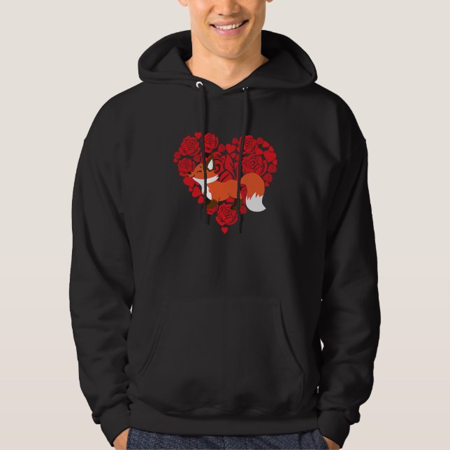 Veste À Capuche Love Heart Valentine's Day Roses Fox Boys Kids (Devant)