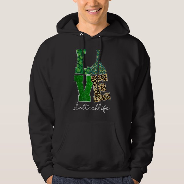 Veste À Capuche Love Lab Tech Life Shamrocks Leopard Happy St Part (Devant)
