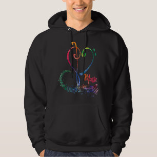 Veste À Capuche Love Music Treble et Bass Clef Heart