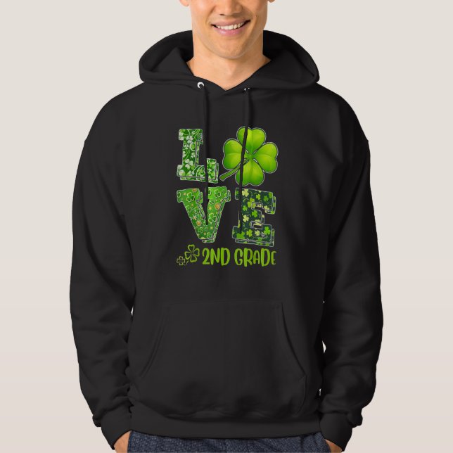 Veste À Capuche Love Second Grade Happy St Patrick S Day Irlandais (Devant)