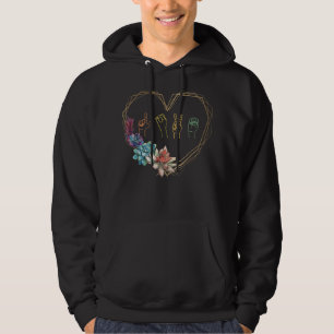 Veste À Capuche Love Sign Language Floral Heart ASL Valentine's Da