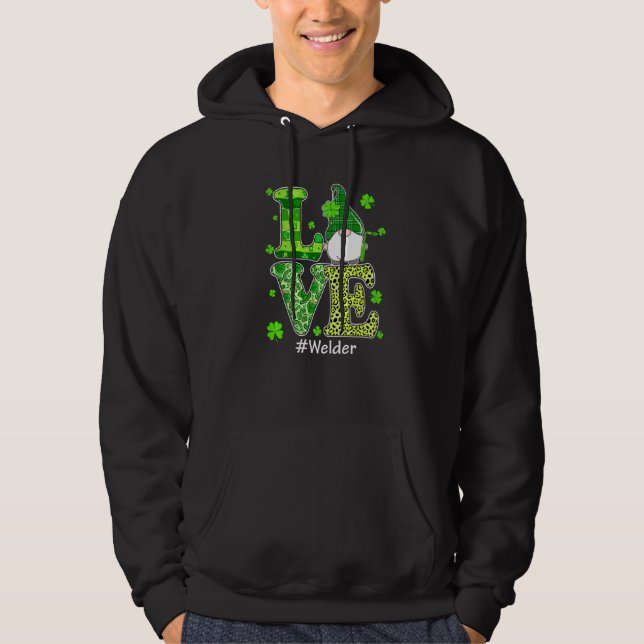 Veste À Capuche Love Welder Gnome Leopard St Patrick's Day Irish S (Devant)
