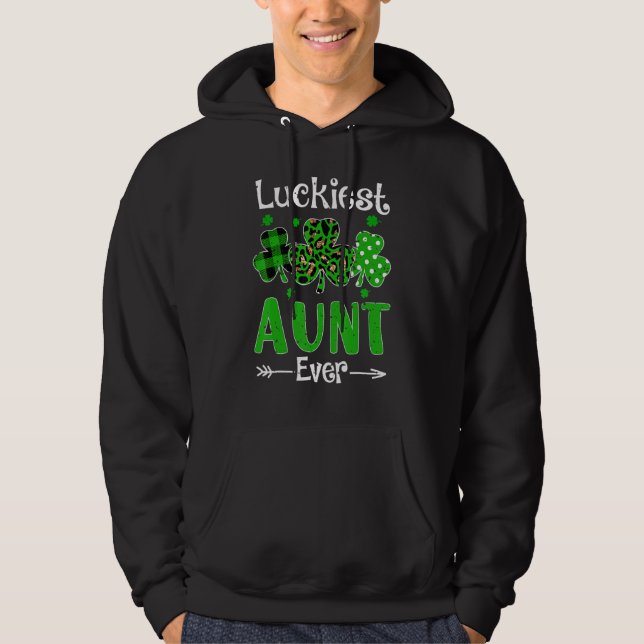 Veste À Capuche Luckiest Aunt Ever Patricks Day Shamrock Leopard P (Devant)