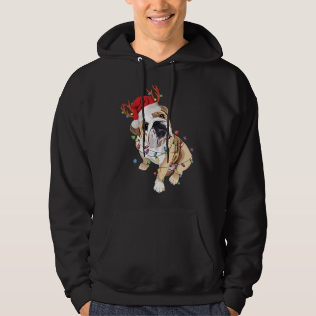 Veste À Capuche Lumière de Noël du Bulldog anglais du Père Noël (Devant)
