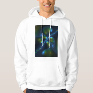 Veste À Capuche Lumières de l'Imaginaire Abstrait Bleu Vert Jaune