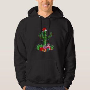 Veste À Capuche Lumières de Noël amusantes Cactus Santa Hat Amateu