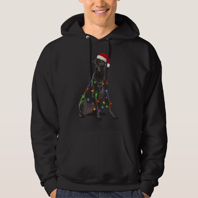 Veste À Capuche Lumières de Noël des grands Danois Noël Amoureux d (Devant)