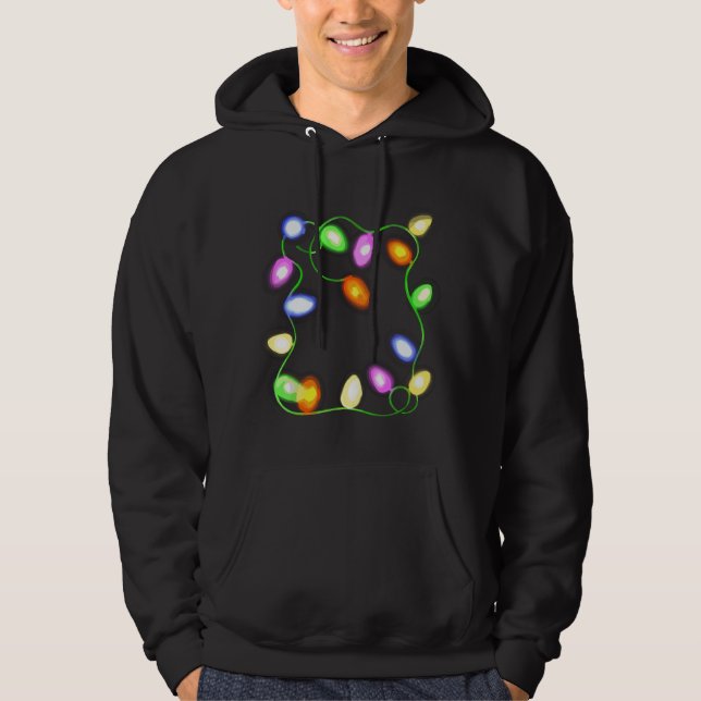 Veste À Capuche Lumières de sapin de Noël éclairant une graphique  (Devant)