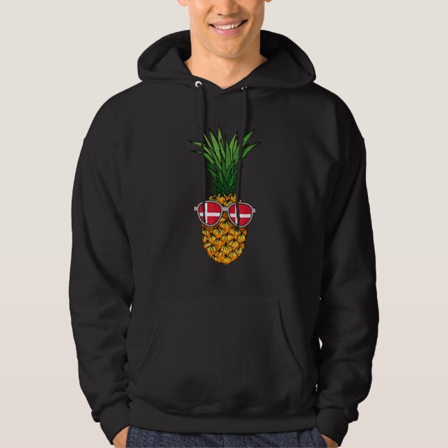 Veste À Capuche Lunettes de soleil Drapeau Danemark Ananas Danois  (Devant)