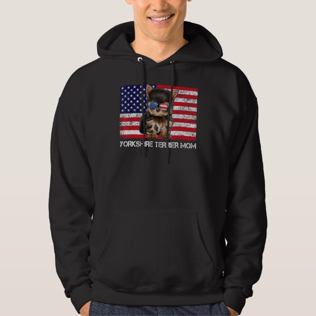Veste À Capuche Lunettes de soleil Yorkshire Terrier Maman Drapeau (Devant)