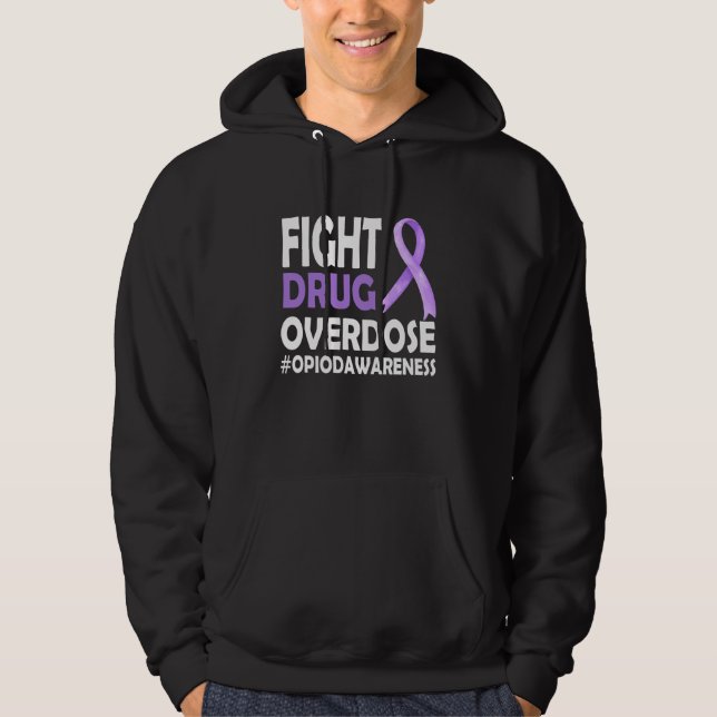 Veste À Capuche Lutter contre le ruban violet d'overdose d'opioïde (Devant)
