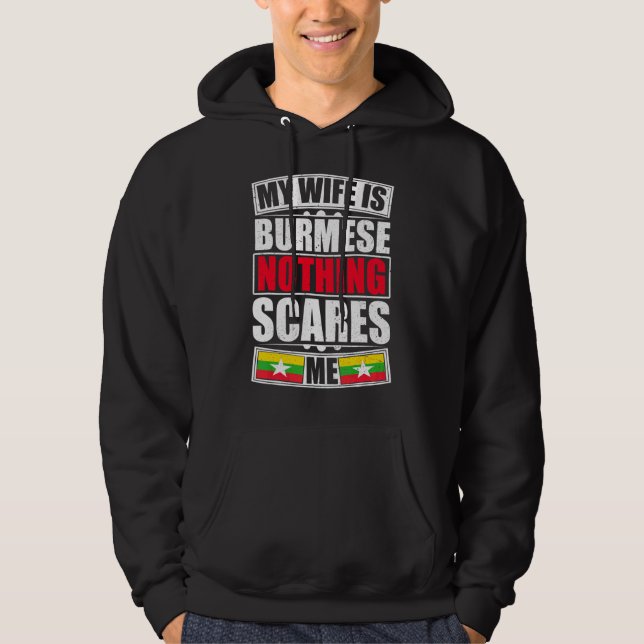 Veste À Capuche Ma femme est birmane rien ne me fait peur drapeau  (Devant)
