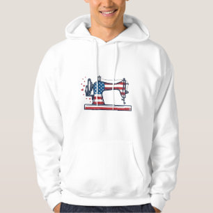 Veste À Capuche Machine à coudre patriotique Gravure vintage Vecto