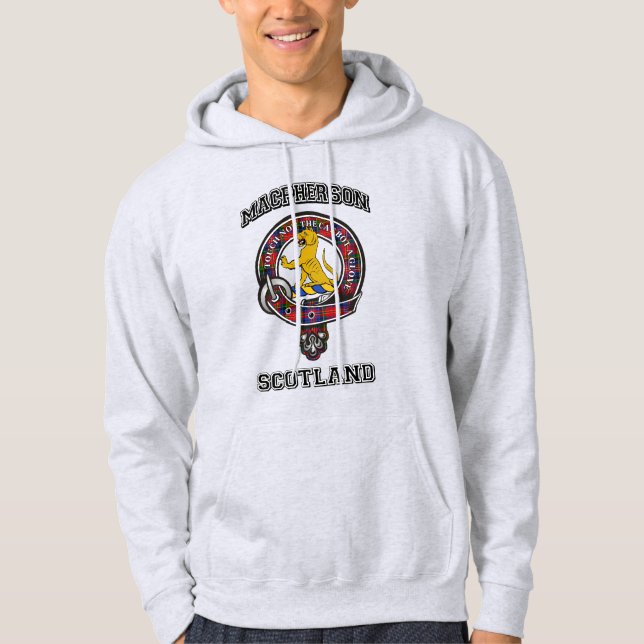 Veste À Capuche MacPherson Tartan Clan Badge Style Athlétique (Devant)