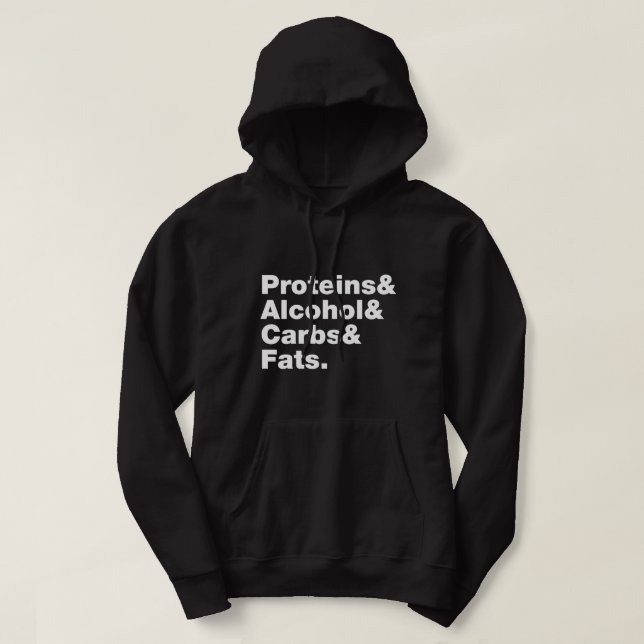Veste À Capuche Macronutriments. Protéines & Alcool & Glucides & G (Design devant)