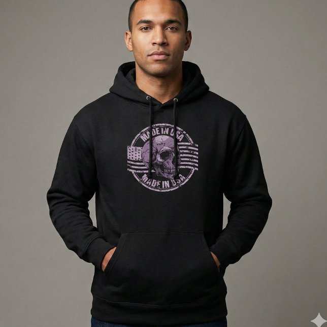 Veste À Capuche Made in USA Distressed Purple Skull Men's Hoodie (Créateur téléchargé)
