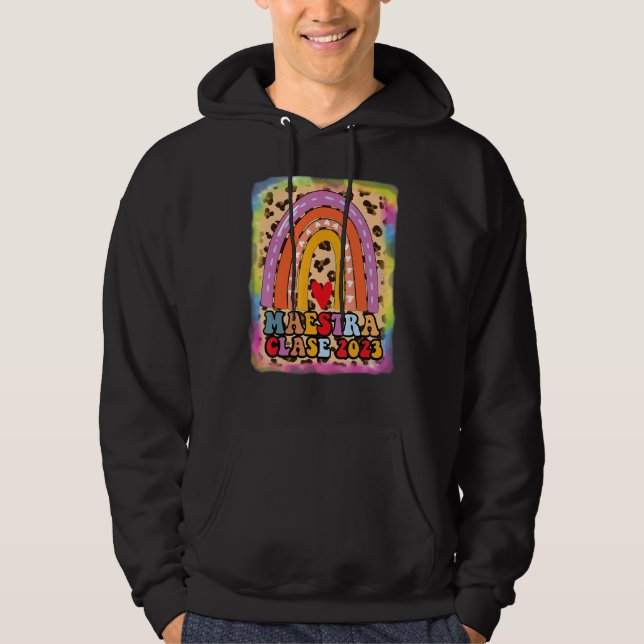 Veste À Capuche Maestra Clase 2023 Espagnol enseignant Boho Rainbo (Devant)