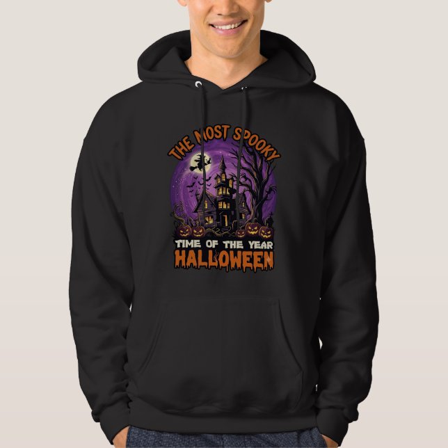 Veste À Capuche Maison hantée de Halloween la plus effrayante Sorc (Devant)