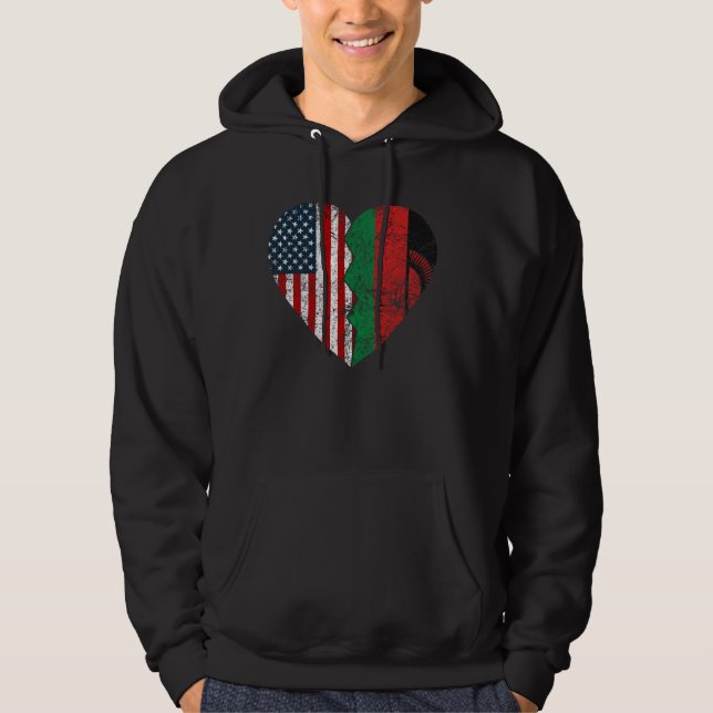 Veste À Capuche Malawian Amérique drapeaux Coeur États-Unis Malawi (Devant)