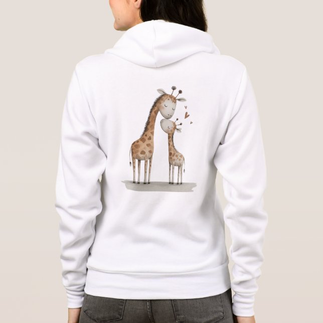 Veste À Capuche Maman & bébé girafe Illustration mignonne (Dos)
