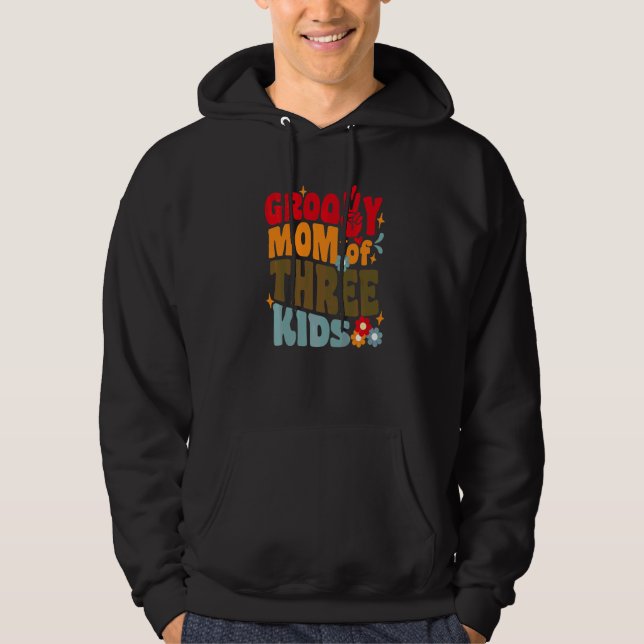 Veste À Capuche Maman branchée de trois enfants Rétro ondulé 70s V (Devant)