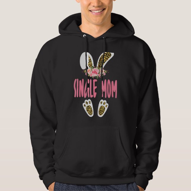 Veste À Capuche Maman célibataire Lapin Fleurs Empreintes de léopa (Devant)
