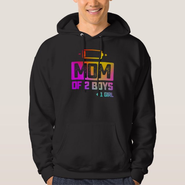 Veste À Capuche Maman De 2 Garçons 1 Fille Batterie basse (Devant)