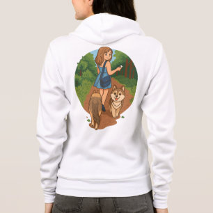 Veste À Capuche Maman de Chien Mignon Marchant avec des Chiots sur
