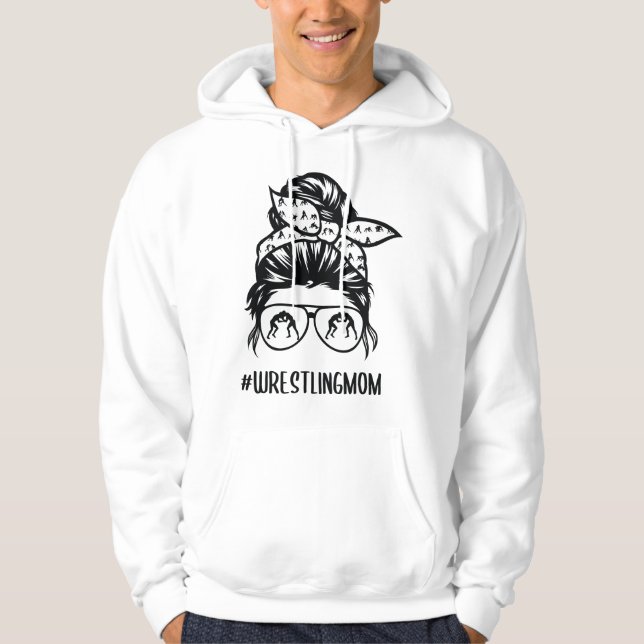 Veste À Capuche Maman de lutteur chignon désordonné lunettes (Devant)