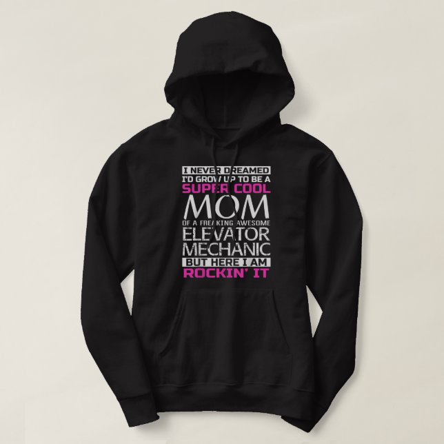 Veste À Capuche Maman de Mécanique d'ascenseur (Design devant)