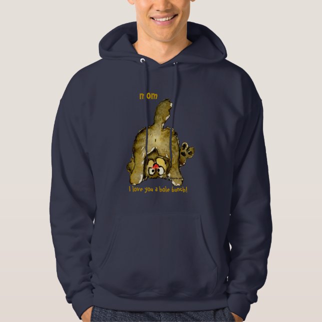 Veste À Capuche MAMAN drôle de chat de bande dessinée je t'aime un (Devant)