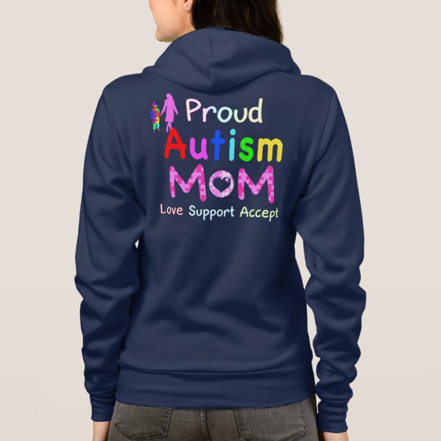 Veste À Capuche Maman fière d'autisme (Dos)