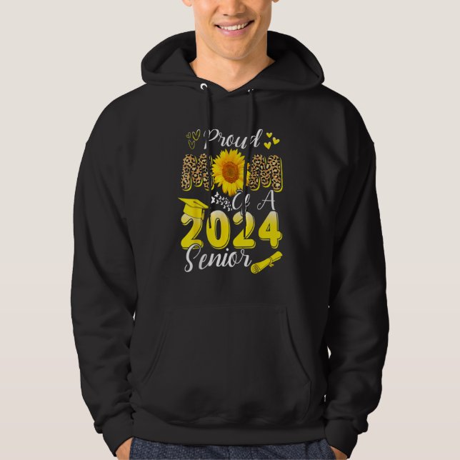 Veste À Capuche Maman fière d'un terminale 2024, tournesol léopard (Devant)