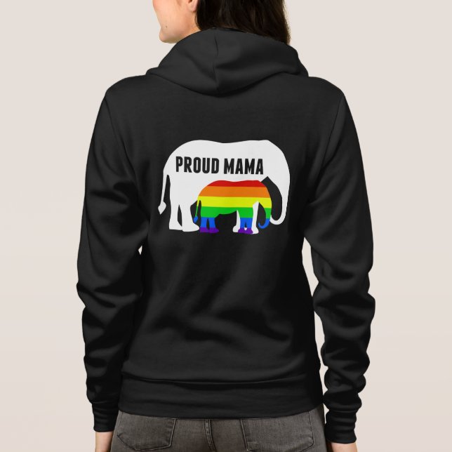 Veste À Capuche Maman gay pride Fier Mama Elephant Arc-en-ciel LGB (Dos)