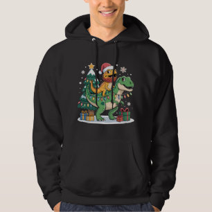 Veste À Capuche Manège du dinosaure de Noël avec le lézard du Père