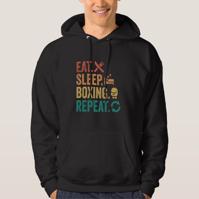Veste À Capuche Manger Boxe de sommeil Répéter Boxe drôle Boxe Kic (Devant)