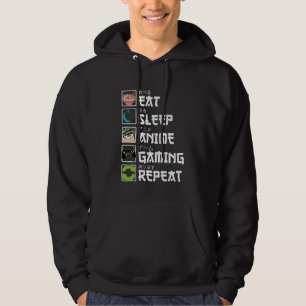 Veste À Capuche Manger Dormir Anime Jeux Répéter Gamer Hommes Adol